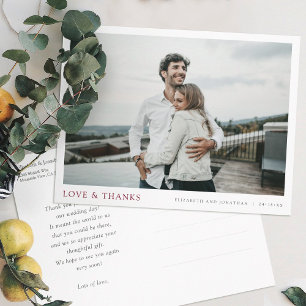 Postal Foto Moderna Simple Borgoña Gracias Boda