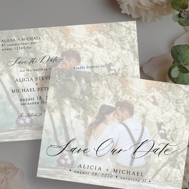 Postal Foto: moderna y simple boda elegante, salvo la fec (Subido por el creador)