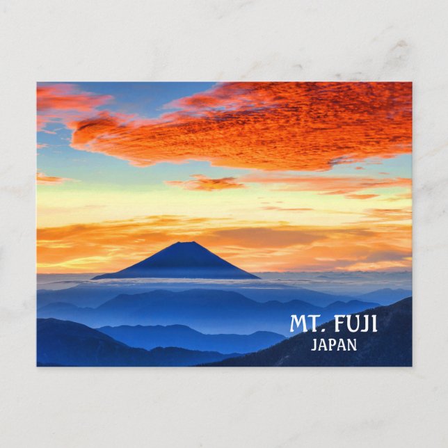 Postal Foto Monte Fuji Volcán Japón al atardecer (Anverso)
