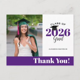 Postal Foto Morada Moderna de Graduación Gracias