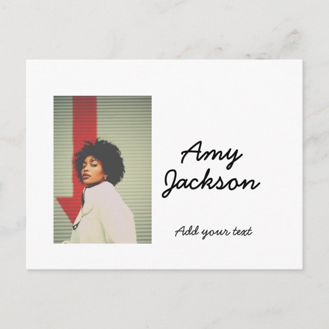 Postal Foto nombre completo fecha simple minimalista chic (Anverso)