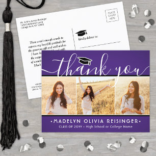 Postal Foto Nueva dirección Graduación Purple Gracias