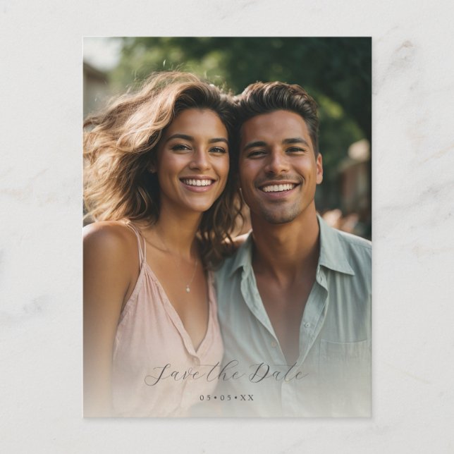 Postal foto orgánica suave guardar la fecha (Anverso)