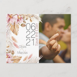 Postal Foto: Orquídea rosa de Grass Pampas de marfil salv