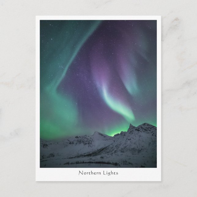 Postal Foto paisajística de las luces del norte (Anverso)