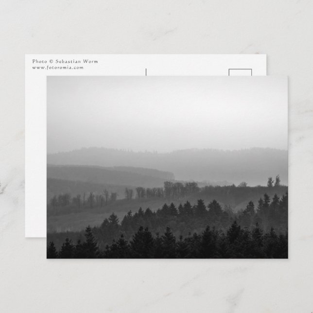 Postal Foto paisajística de Misty Mountains (Anverso / Reverso)