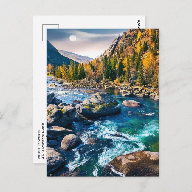 Postal Foto panorámica del río y las montañas (Anverso / Reverso)