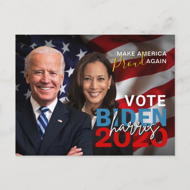 Postal Foto patriótica de coleccionista Biden Harris 2020 (Anverso)