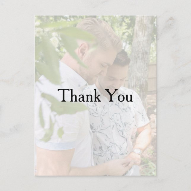 Postal Foto personalizada Boda gay Gracias Postcard (Anverso)