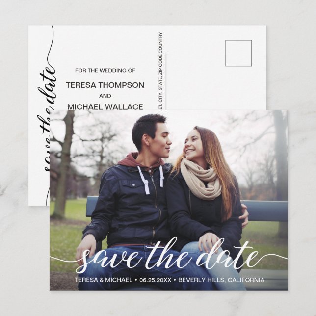 Postal Foto personalizada compromiso guion moderno (Anverso / Reverso)