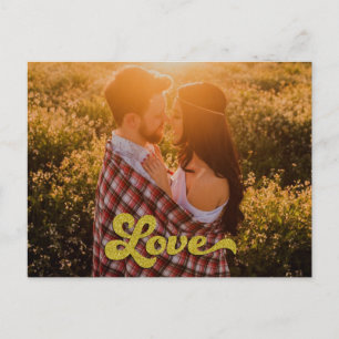 Postal Foto personalizada con superposición de amor dorad