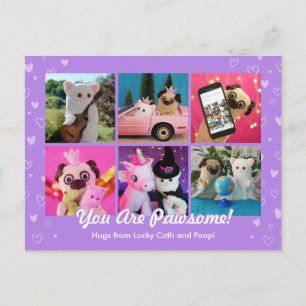 Postal Foto personalizada de Corazones Cute Purple con es