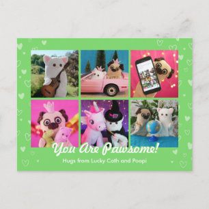 Postal Foto personalizada de corazones elegantes y verdes