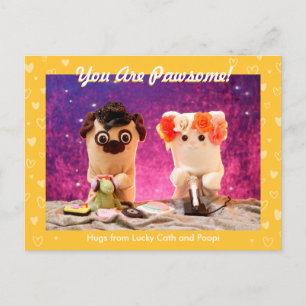 Postal Foto personalizada de corazones estilizados amaril