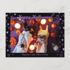 Postal Foto personalizada de Corazones Púrpura de Hallowe