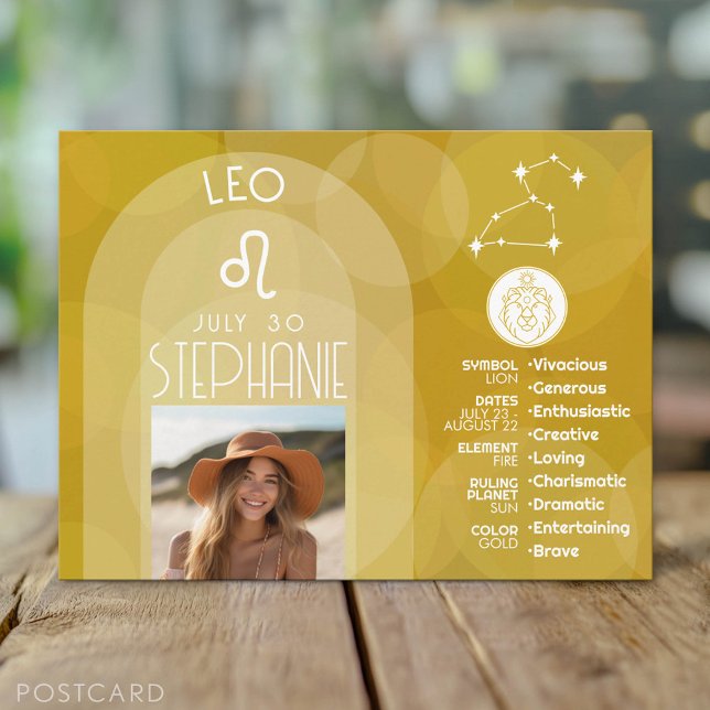 Postal Foto personalizada de cumpleaños del signo zodiaca (Custom Postcard)
