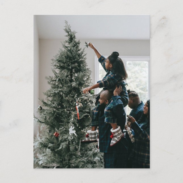 Postal Foto personalizada de dos Navidades de familia (Anverso)
