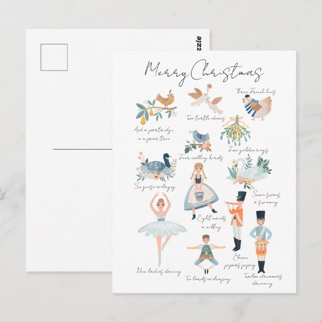 Postal Foto personalizada de feriado de 12 días de Navida (Anverso / Reverso)