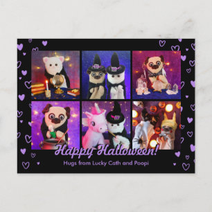 Postal Foto personalizada de Halloween de Corazones Negra