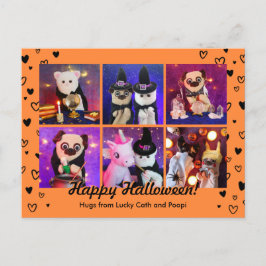Postal Foto personalizada de Halloween de Corazones Negra