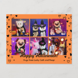 Postal Foto personalizada de Halloween de Corazones Negra