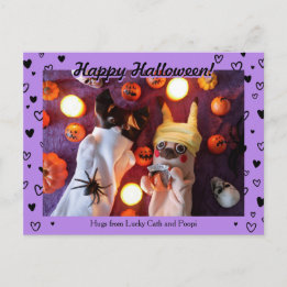 Postal Foto personalizada de los corazones negros de Hall