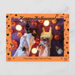 Postal Foto personalizada de los corazones negros de Hall