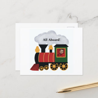 Postal Foto personalizada de Navidades de tren