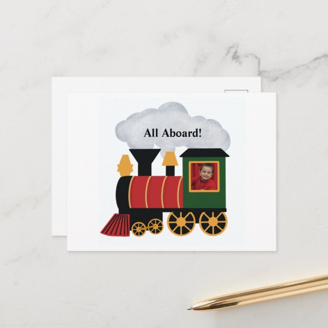 Postal Foto personalizada de Navidades de tren (Anverso/Reverso In Situ)
