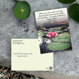 Postal Foto Personalizada de Nenúfar Rosa y Hojas de Nenú