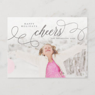 Postal Foto personalizada de Silver Script Happy Holidays