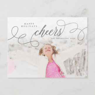Postal Foto personalizada de Silver Script Happy Holidays