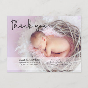 Postal Foto personalizada de una bebé gracias