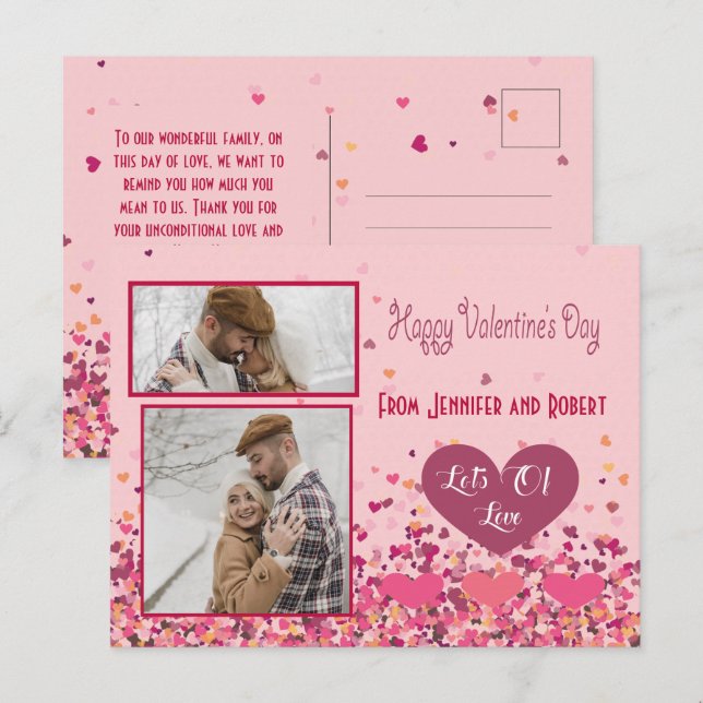 Postal Foto personalizada del Día de San Valentín Corazon (Anverso / Reverso)