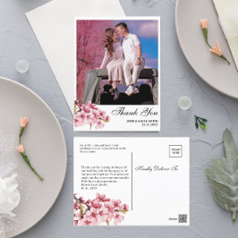 Postal Foto Personalizada Flor de Cerezo Rosa Agradecimie