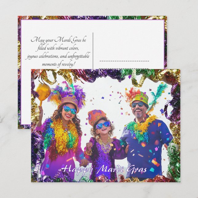 Postal Foto personalizada💚💜💛 Recuerdos de Mardi Gras (Anverso / Reverso)
