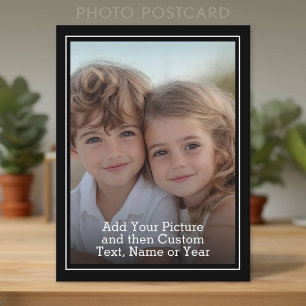 Postal Foto personalizada y texto con borde negro