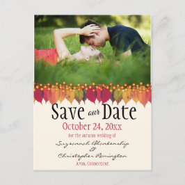 Postal Foto personalizado Guardar la fecha de otoño deja 