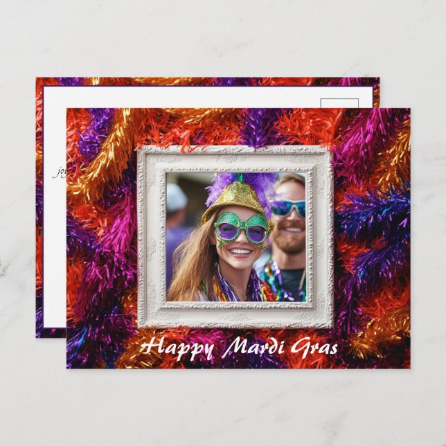 Postal Foto personalizado 💚 💜 💛 Mágica Mardi Gras (Anverso / Reverso)