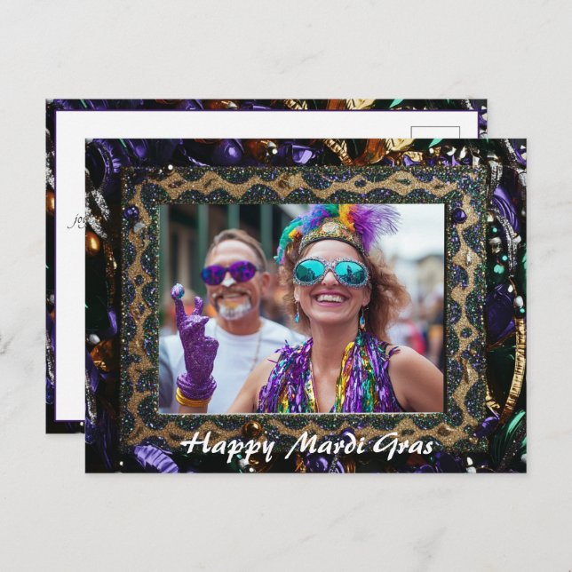 Postal Foto personalizado 💚 💜 💛 Mágica Mardi Gras (Anverso / Reverso)