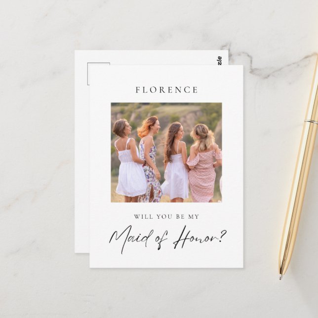 Postal Foto personalizado Maid of Honor Propuesta (Anverso/Reverso In Situ)