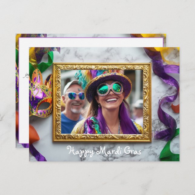 Postal Foto personalizado Mardi Gras Bourbon Street Bonan (Anverso / Reverso)