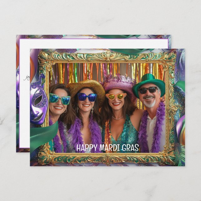Postal Foto personalizado Mardi Gras Madness Magic (Anverso / Reverso)