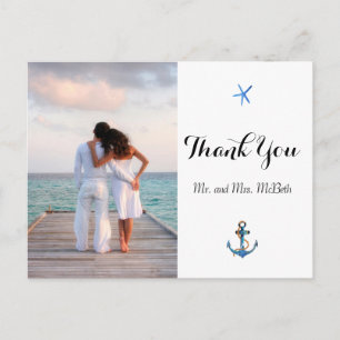 Postal Foto personalizado Ocean Blue Beach Wedding Gracia