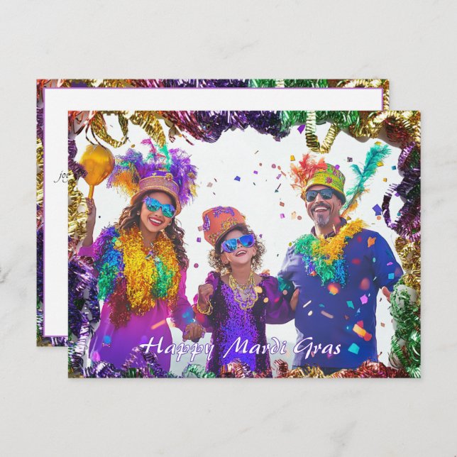 Postal Foto personalizado 💚 💜 Recuerdos 💛 Mardi Gras (Anverso / Reverso)