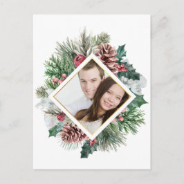 Postal Foto Pinecones de invierno y Holly Save the Date