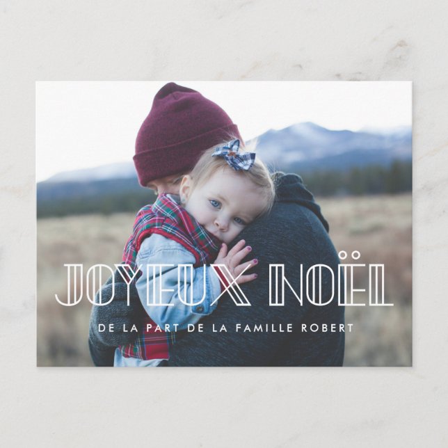 Postal Foto postale de cartón Joyeux Noël typo art deco (Anverso)
