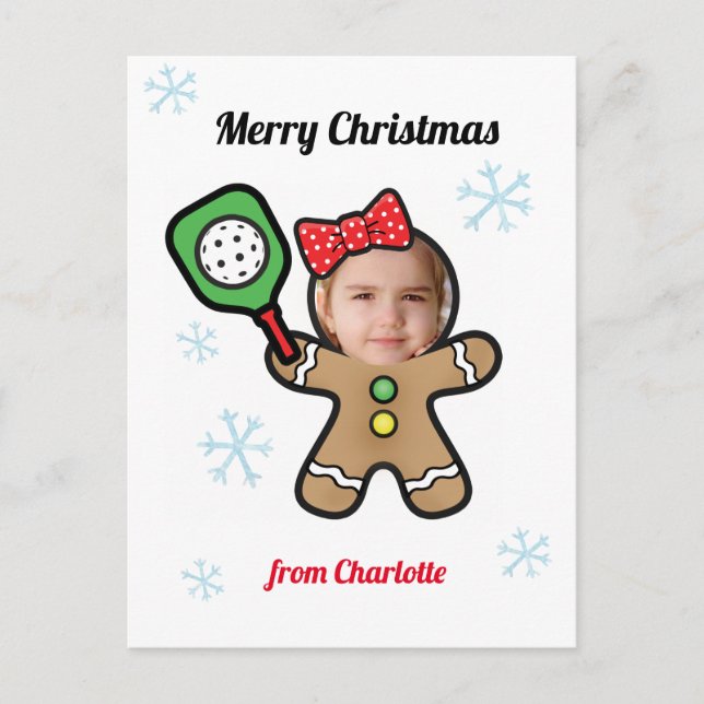 Postal Foto propia Pickleball Gingerbread chica Postcard (Anverso)
