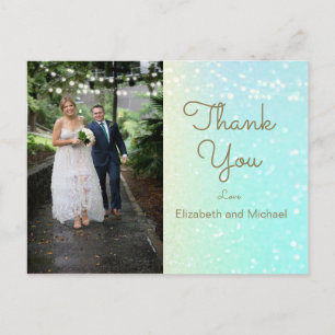 Postal Foto purpurina Boda de luces modernas Gracias