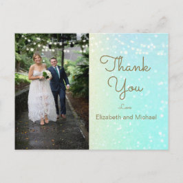 Postal Foto purpurina Boda de luces modernas Gracias